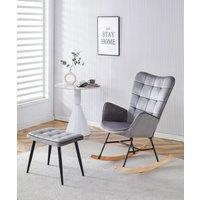KOSY KOALA Rocking chair recliner lounge with footstool grey velvet sofa living room furniture