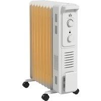 HOMCOM 9 Fin Portable Oil Filled Heater Radiator, Energy Efficient, White