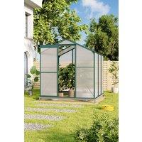 6 x 6 ft Polycarbonate Garden Greenhouse, Large Walk-in Greenhouse with Sliding Door & Ventilation Window,Green House with Aluminum Frame and Base Fou