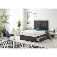 Somnior Premier Tweed Fabric Sprung Memory Foam 4 Drawer Divan Bed Set with Upholstered Headboard in Charcoal | Size: Small Double