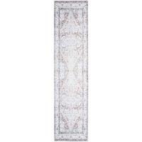 Kukoon Light Beige Distressed Hallway Runner Rug Non Slip & Washable in Off-White | Size: 80 cm x 300 cm