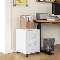 HOMCOM File Cabinet with 3 Drawers, Under Desk Mobile Filing Cabinet White