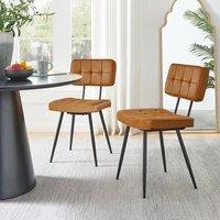 FurnitureboxUK Braxton 2x Tan Faux Leather Black Leg Dining Chair