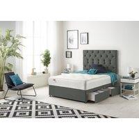 Somnior Premier Linen Fabric Divan Bed with Spring Memory Foam Mattress & Upholstered Headboard 4 Drawers in Dark Grey | Size: Small Double
