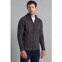 Kensington Eastside Men's Zip-Through Funnel Neck Ribbed Cardigan in Charcoal | Size: XL