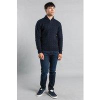 Tokyo Laundry Men's Shawl Neck Cable Knit Jumper in Navy | Size: Large