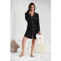 Pretty You London Women's Bamboo Nightshirt in Black | Size: 18