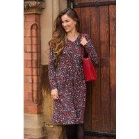 Mudflower Women's Butterfly Print Soft Touch Dress in Brown | Size: 16