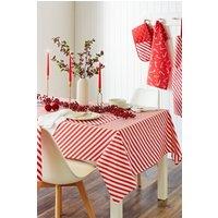 Catherine Lansfield Christmas Candy Cane' Cotton 137x178cm Table Cloth in Red | Size: 137x178 cm