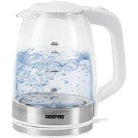 Geepas 1.7L Electric Glass Jug Kettle inBlue LED Illuminating Glass 2200W in White