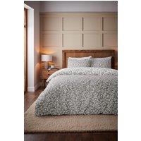 Catherine Lansfield 'Brushed Grace Floral Leaf' Cotton Reversible Duvet Cover Set in Grey | Size: Single