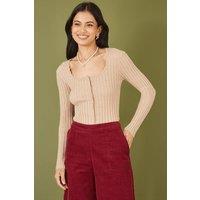 Oatmeal Fitted Rib Button Up Cardigan