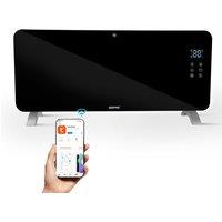 Geepas 2000W Smart Glass Panel Heater WiFi Thermostat Wall Mounted/Freestanding Radiator in Black