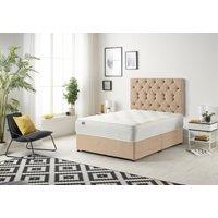 Somnior Premier Divan Bed with 24Cm Deep Mattress & Headboard In Plush Fabric in Beige | Size: Single