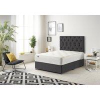 Somnior Premier Divan Bed with 24Cm Deep Mattress & Headboard In Plush Fabric in Black | Size: Double