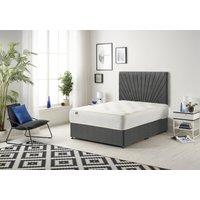 Somnior Platinum Ortho Sprung Memory Foam Mattress with Divan Bed with Headboard Tweed Fabric in Charcoal | Size: Small Single