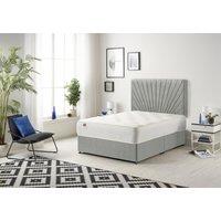 Somnior Platinum Ortho Sprung Memory Foam Mattress with Divan Bed with Headboard Tweed Fabric in Grey | Size: King