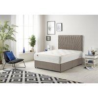 Somnior Platinum Ortho Sprung Memory Foam Mattress with Divan Bed with Headboard Tweed Fabric in Brown | Size: Single