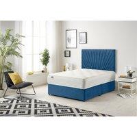 Somnior Platinum Ortho Sprung Memory Foam Mattress with Divan Bed with Headboard Plush Fabric in Navy | Size: King