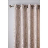 Catherine Lansfield 'Damask Jacquard' Lined Eyelet Curtains in Gold | Size: 168 cm width x 229 cm drop