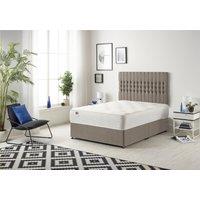 Somnior Galaxy Sprung Memory Foam Divan Bed with Headboard In Tweed Fabric in Brown | Size: Small Single