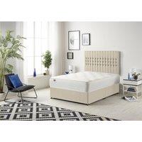 Somnior Galaxy Sprung Memory Foam Divan Bed with Headboard In Tweed Fabric in Natural | Size: Single