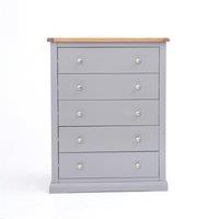 Cabinet Bits Rocca 5 Drawer Chest of Drawers Chrome Knob in Grey