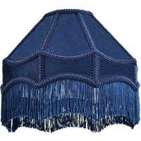 Happy Homewares Traditional Victorian Empire Soft Velvet Lamp Shade with Lengthy Tassels in Midnight | Size: 12 inches