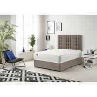Somnior Bliss Divan Bed with Sprung Memory Foam Mattress & Headboard Tweed Fabric in Brown | Size: Single