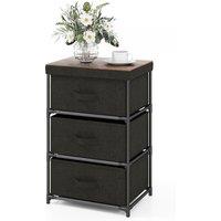 Costway 3-Tier Fabric Dresser Chests of Drawers Bedroom Nightstand w/ 3 Drawers in Black