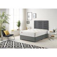 Somnior Bliss Plush Divan Bed with Sprung Memory Foam Mattress & Headboard Plush Fabric in Light Grey | Size: Super King