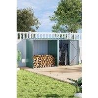 Steel Outdoor Tool Storage Shed with Log Stacking Rack