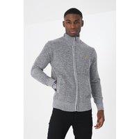 Brave Soul Men's Funnel Neck Zip Through Knitted Jumper in Grey | Size: XL