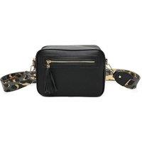 Fontanella Fashion Women's Tassel Zip Crossbody Bag with Canvas Strap in Black