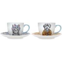 Mikasa Teacup & Saucer Fine China Set of 2 x 240ml in White