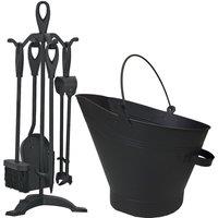 simpa Waterloo Bucket & 5 Piece Companion Set in Black