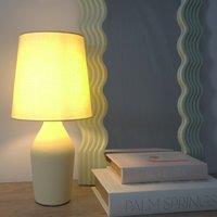 ValueLights Arlo Compact Ceramic Table Lamp with Fabric Shade in Yellow