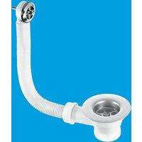McAlpine FSW2P Sink Combined Waste & Overflow - Nut & Bolt Overflow Conn in White