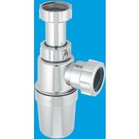 McAlpine CAA10 Chrome Plated Plastic Adjustable Inlet Slim Bottle Trap in Silver