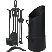 simpa Coal Hod & 5 Piece Companion Set in Black