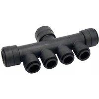 John Guest Pre Pack 4 Port Rail Manifold 22 x 10mm SFM522210EP in Black