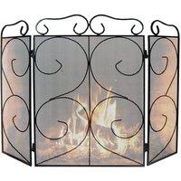simpa Chequers 3 Panel Fire Guard in Black