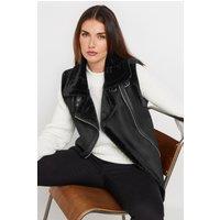 Long Tall Sally Women's Tall Aviator Gilet Jacket in Black | Size: 10