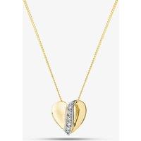 T.H.Baker Women's 9ct Yellow Gold Brilliant Cut Diamond Curved Heart Necklace P813/04C-10 | Size: 18 inches