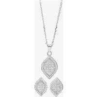 T.H.Baker Women's Silver Pave Marquise Pendant & Earring Set E611511+P611526
