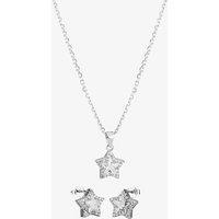 T.H.Baker Women's Silver Cubic Zirconia Star Pendant & Studs Set SET14288