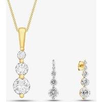 T.H.Baker Women's 9ct Yellow Gold Cubic Zirconia Graduated Dropper Earrings 1.58.4399