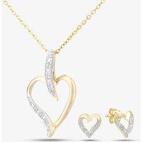 T.H.Baker Women's 9ct Yellow Gold Open Heart Diamond Stud Earrings PE04605Y