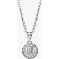 T.H.Baker Women's Silver Cubic Zirconia Textured Button Pendant & Earring Set E610348+P610561