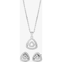 T.H.Baker Women's Silver Pave Open Triangle Pendant & Earring Set E611952+P612148
